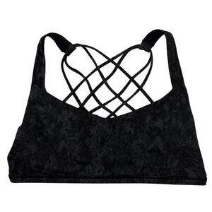 Lululemon Bra Free To Be Wild Womens 10 Black Snake Skin A/B NO Pads Lt Support